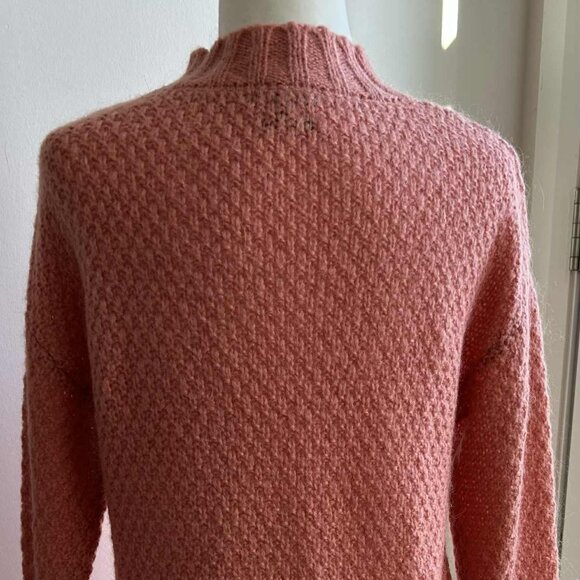 Massimo Dutti Coral Rose Mohair-Blend Textured Knit Mock-Neck Sweater – US XS - Picture 5 of 11